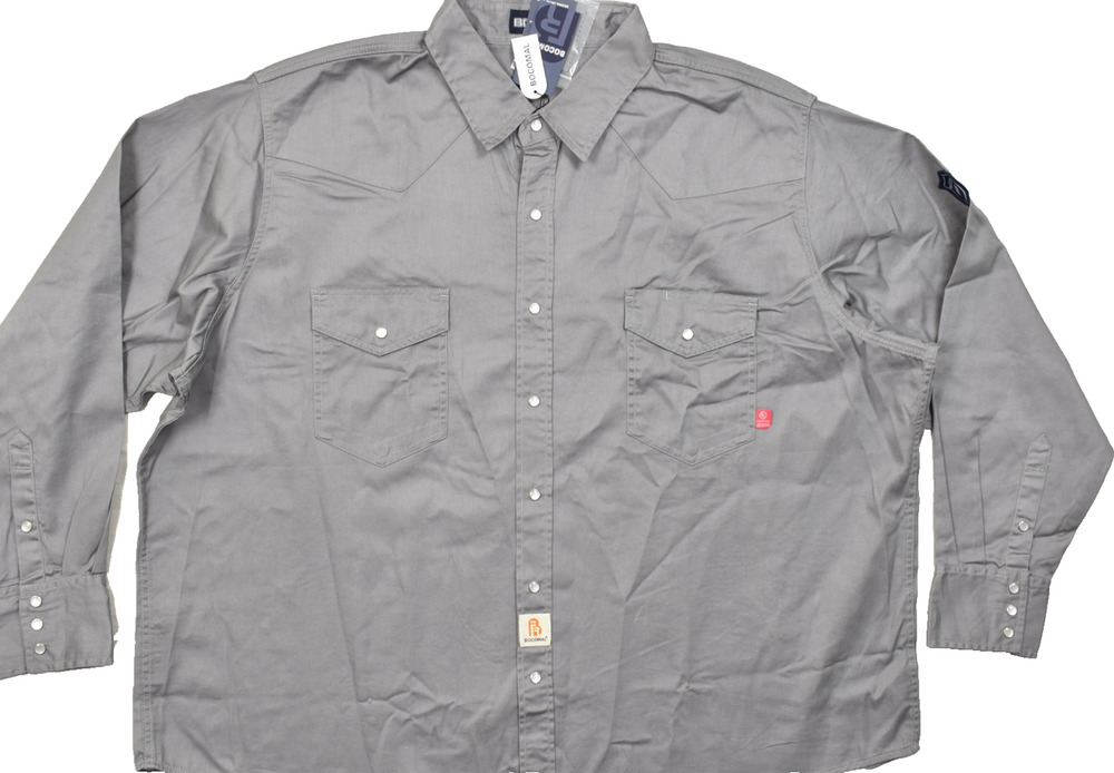 Bocomal FR Flame Resistant Shirt 4XL Gray 100% Cotton Twill ATPV 8.2 CAT 2 Work